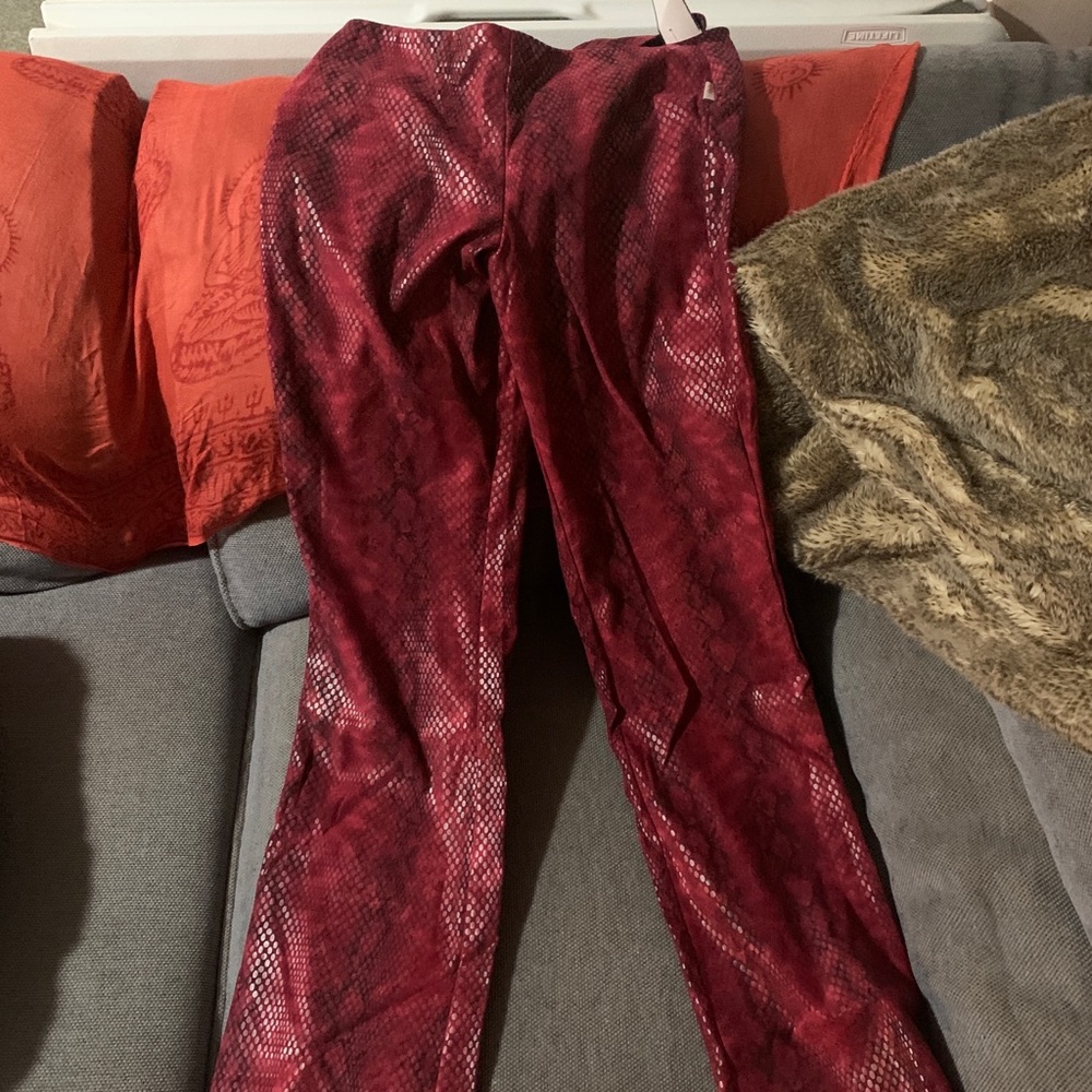 Snake skin pleather pants